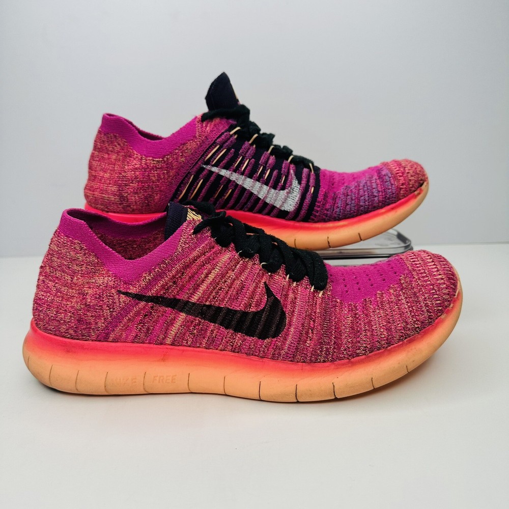 Nike Free RN Flyknit Running Shoes Size 6.5(GS) Pink Athletic Sneaker 834363-601