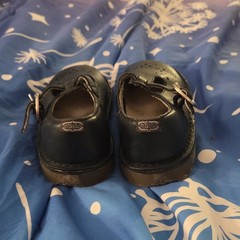 Stride Rite Beatrix Buckle Leather Mary Jane Shoes Navy Blue Kids 9.5M Flat
