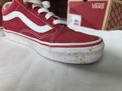 VANS Off The Wall Old Skool Red/White Canvas Low Top Lace-Up Sneakers US 5.5