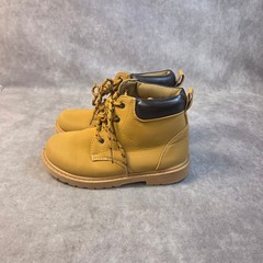 Unbranded Kids Wheat Lace Up Work Boots Size 12 Tan Brown Padded Collar