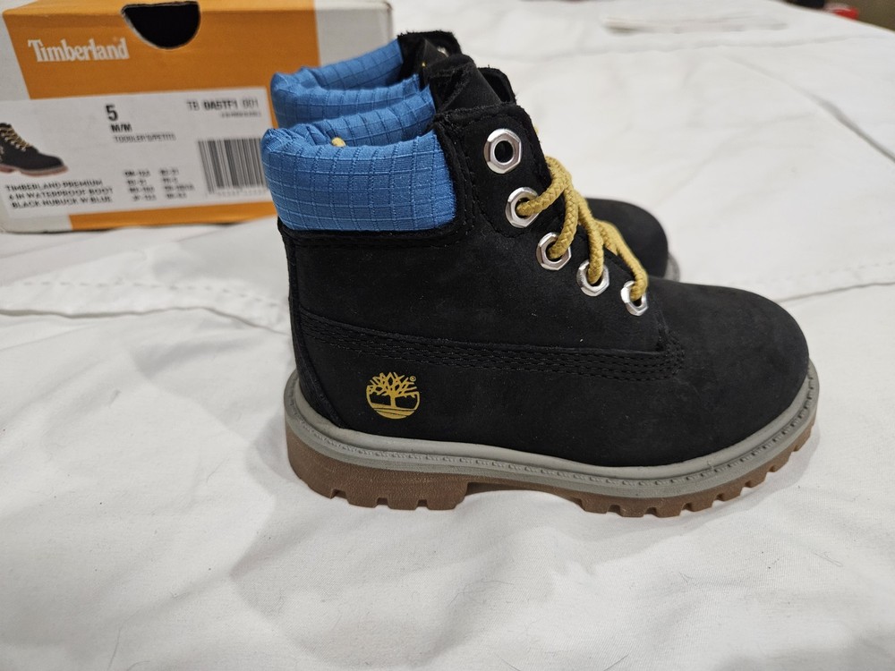 Timberland Premium 6 In Boot Black Nubuck W Blue Sz 5 Toddler (TB0A5TF1)