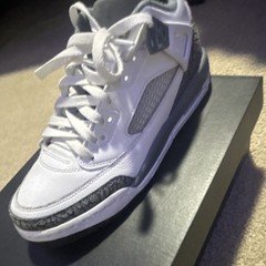 Jordan Spizike Low GS White Gray Leather Unisex Kids Sneakers 7Y FQ3950-102