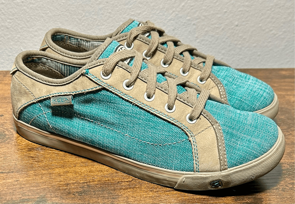 Keen Arcata Kid’s Canvas Lace Up Turquoise Casual Shoes Sz 6 US/ 5 UK