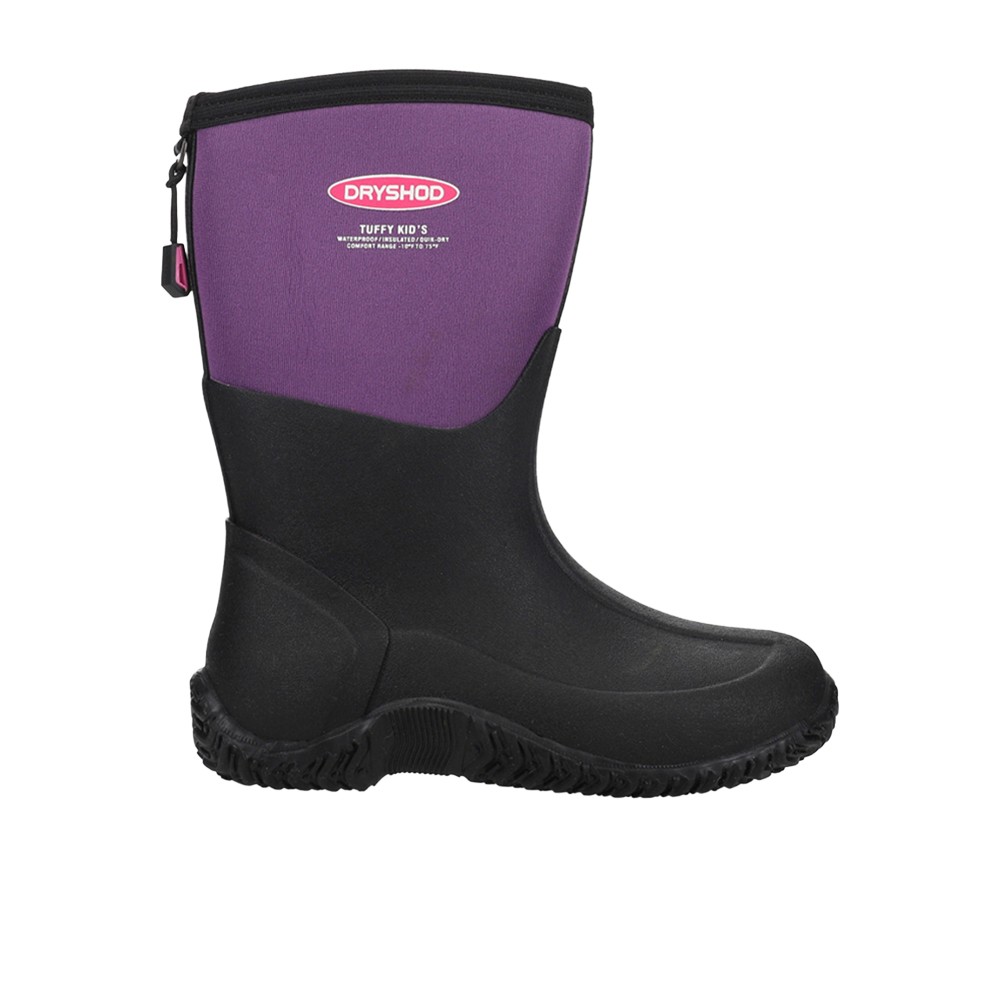 Dryshod Tuffy Sport Round Toe Pull On Girls Black, Purple Casual Boots TUF