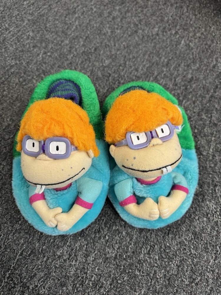 Vintage Rugrats Chuckie Finster Plush Novelty Slippers Kids Size 11-12