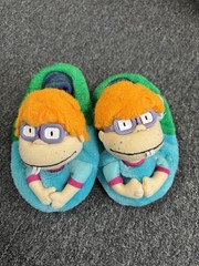 Vintage Rugrats Chuckie Finster Plush Novelty Slippers Kids Size 11-12