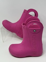 Crocs Handle It Rain Boots Hot Pink Size J3 Kids Youth Girls Waterproof Pull-On