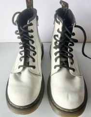White Doc MARTENS 1460J COMBAT BOOTS LEATHER LACE UP ZIP SZ 4 Men/ 5 Ladies
