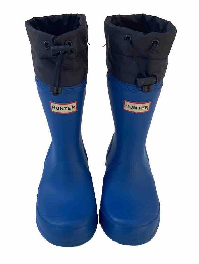 Hunter Original Boots Matte Blue Kids US 12G/11B With Gaiters And Bungee Tie