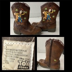 Disney Toy Story Woody Cowboy Boots Toddler 8 Brown Pixar Side Zip Western Boy-A