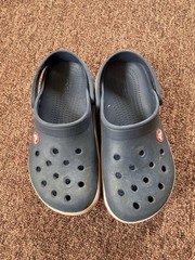 Used Kids Crocs Navy Blue White And Red – Size 13C