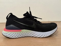 Nike Epic React Flyknit Shoes Youth Size 7Y Black White Pink Running Sneakers