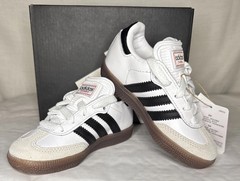 Adidas Samba J Kids Unisex Boys Girls Indoor Soccer Shoes White Black Size 8 K