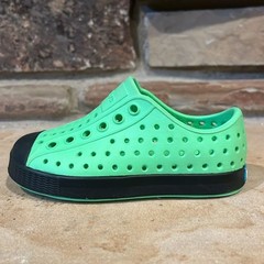 Native Jefferson Bright Green and Black Slip On Sneakers