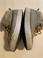 Childrens High Top Leather(?) Sneakers Size 3 Light Grey Orange Laces & Inside