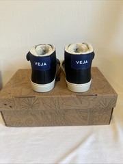 Veja Small Esplar Mid Fur-lined Leather Kids Sneakers Size 12