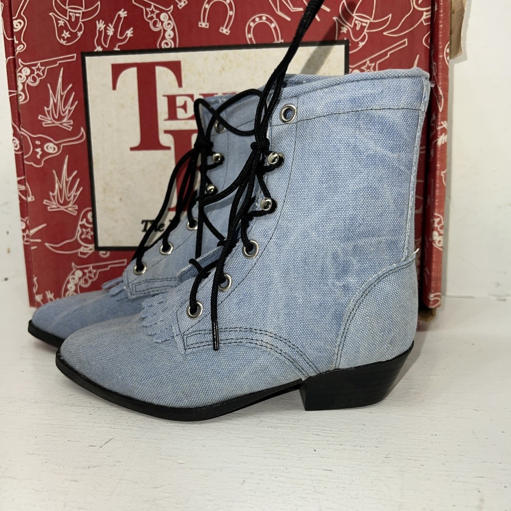 New Children’s Blue Denim Texas Brand Cowboy Boots. 10.5 10 1/2 D. 24-64