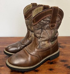 Itasca Buckaroo Realtree Camo Cowboy Boots Youth 5 Camouflage Brown Leather