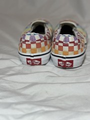 Vans Classic Slip-On Rainbow Checkerboard Skate Shoes Kids Size 2.5 Multi-Color