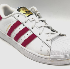 adidas Superstar C White Bold Pink Shell Toe Sneakers Kids 1.5 / 33 EU BA8382