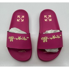 Off White Kids Pool Slider Script Logo Fuchsia Yellow Size 29 NIB #22S