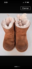 UGG Classic Mini Bailey Bow Kids Brown Suede Sheepskin Lined Bootie US 10