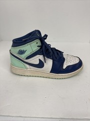 Size 7Y – Jordan 1 Mid Blue Mint 2022 – NO INSOLES – Pre Owned – 554725-413