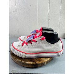 Converse Chuck Taylor Sneakers Junior 4 White Good Double Tongue Pink Purple