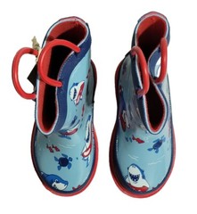 SOLARRAIN Kids Size 4 Rubber Waterproof Rain Boots Easy On Handles Non Slip New