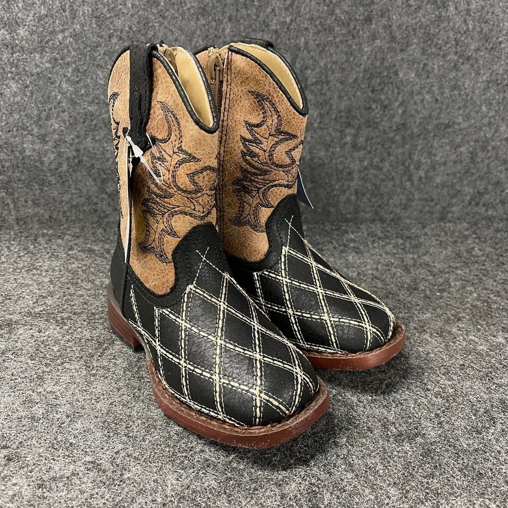 ROPER Cross Cut Square Toe Western Boot Toddlers‘ Size US 6 Black