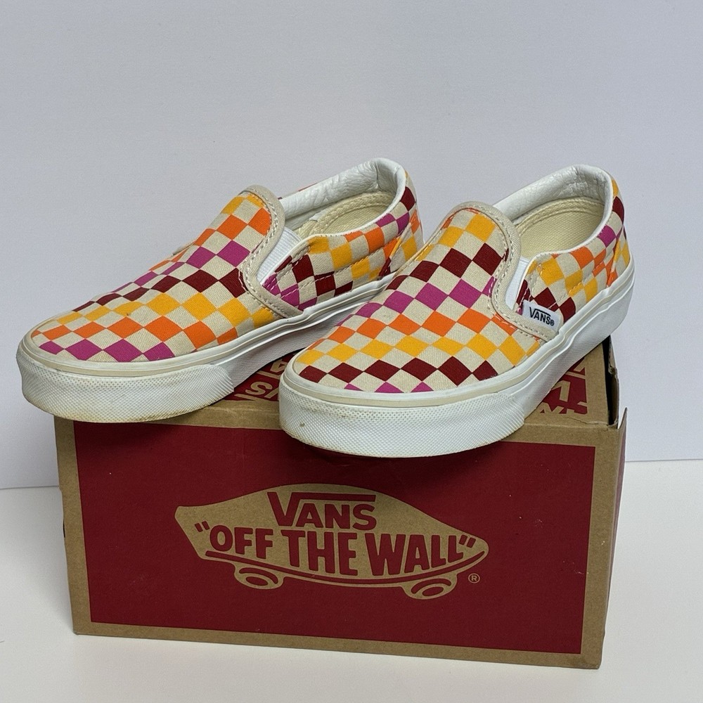 VANS Off the Wall Rainbow Checkerboard Shoes Kids Unisex Youth Size 13 Skater