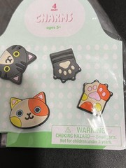 Cat Shoe Charms Set 4 Pack Animal Paw Face Decor Black Cat Jibs Ages 5+ New Gift