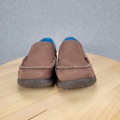 Crocs Santa Cruz Kids Brown Canvas Slip On Loafers Shoes 15576 Size J2