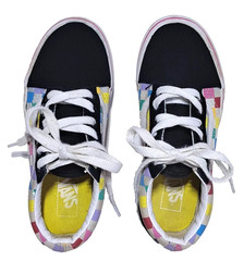 Vans Old Skool Rainbow Checkered Kids‘ Skateboard Shoes Size 1.0 Lace Up Outdoor