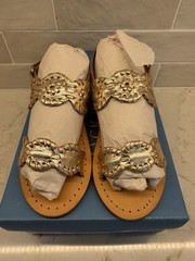 Jack Rogers Toddler Lauren Flat Sandal Gold Leather Size 10, 042 PLAT New In Box