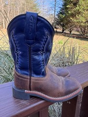 JB Dillon Kids Brown & Navy Western Leather Boot Size 10.5 M