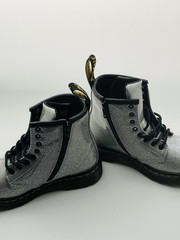 Dr. Martens Silver Glitter J Combat Boots Side Zipper Kids size 10 US New Unworn