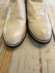 JUSTIN LEATHER COWBOY BOOTS JUNIOR SIZE 4 D, LIGHT PEARL COLOR #3713Y EUC