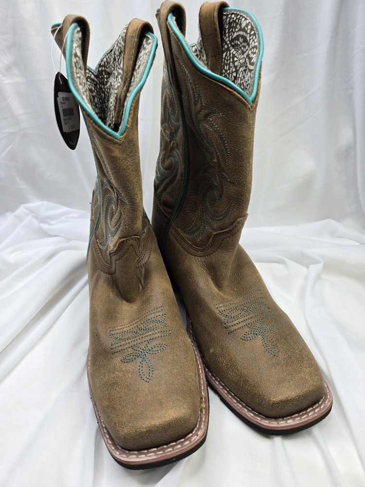 Dan Post Brown Turquoise Western Embroidered Leather Boots Unisex .
