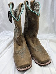 Dan Post Brown Turquoise Western Embroidered Leather Boots Unisex .