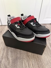Jordan Spizike Low Kids Sneaker Hook & Loop Strap Black Red Gray US 2Y