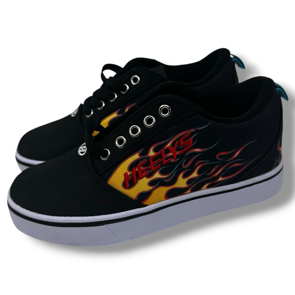 Heelys Pro 20 Print Black Flame Unisex Kids 3Y Canvas Wheel Sneakers HE10337