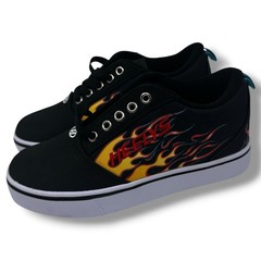 Heelys Pro 20 Print Black Flame Unisex Kids 3Y Canvas Wheel Sneakers HE10337