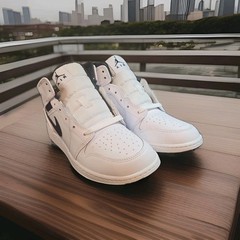 Jordan Air Jordan 1 Mid (GS) Sneakers Unisex Kids 6.5Y White Black DQ8423-132