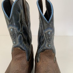 Ariat Tombstone Earth Boot Black Brown Unisex Youth 3 Stitched Stitching Cowboy
