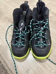 Nike Little Posite One High Top Basketball Sneaker Black/Green/Blue 12C