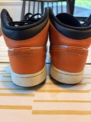 Jordan Air Jordan 1 Mid Top Leather Sneakers Black White Orange US 4.5Y
