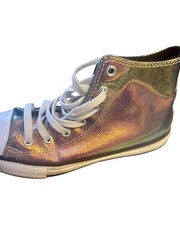 Converse All Star Junior Size 3 Iridescent Metallic High Top Lace Up Shoes