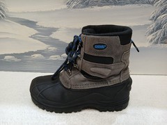 ❄️ Khombu Duck Boots – Youth Size 4 US Gray Leather/Rubber Waterproof Insulated