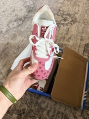 adidas Samba x cdg Wmns Athletic Sneakers White Pink Red Hearts Lace-Up Low Top